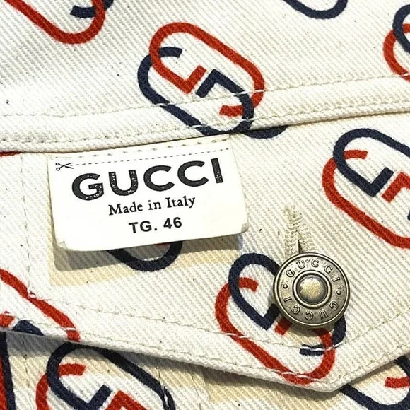 Gucci Monogram Denim GG Printed Twill Jacket sz 46 - Picture 4 of 6